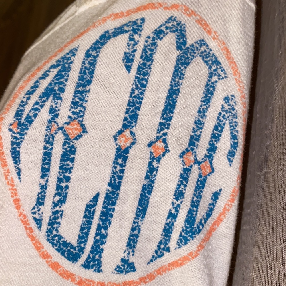 Affliction Motor Sport American customs ivory tee w/blue &orange design &letters - Picture 4 of 5
